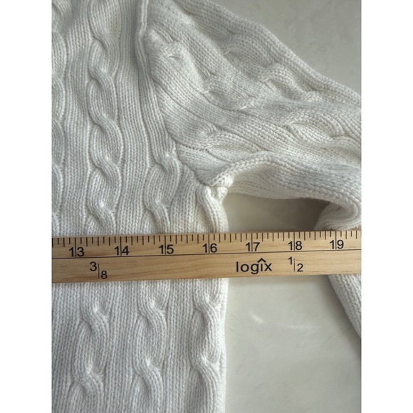 Ralph Lauren Womens Cable-Knit 100% Cotton White Full-Zip Hoodie Size M Classic - Picture 8 of 9